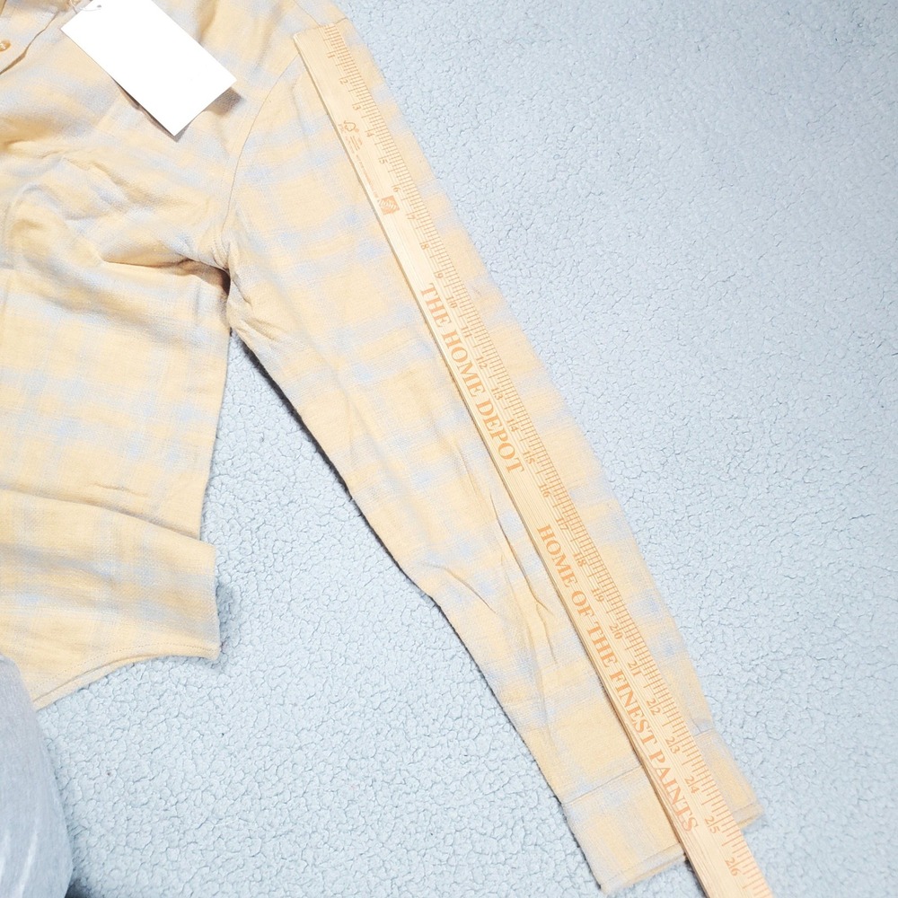 Wildfang Essential Long Sleeve Flannel Button Up Shirt Women XL Yellow Plaid Y2K - Picture 10 of 10